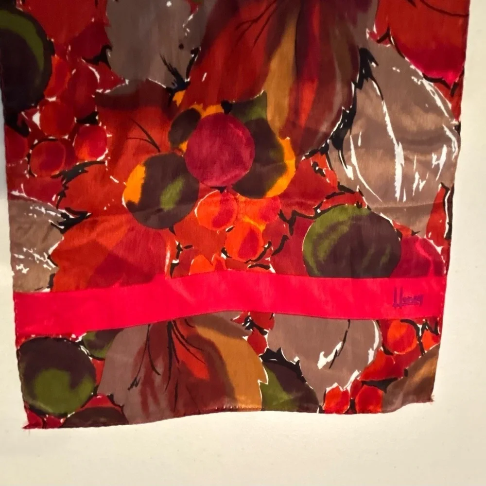 VINTAGE: Honey | rectangular floral print silk scarf